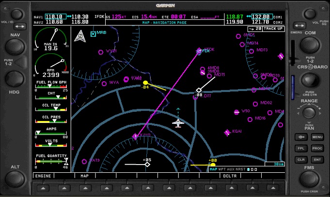 G1000 Multi-Function Display (MFD) with Map